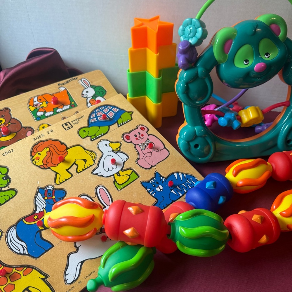 5 Motor Skills Learning Toys Bundle with Vintage Puzzles